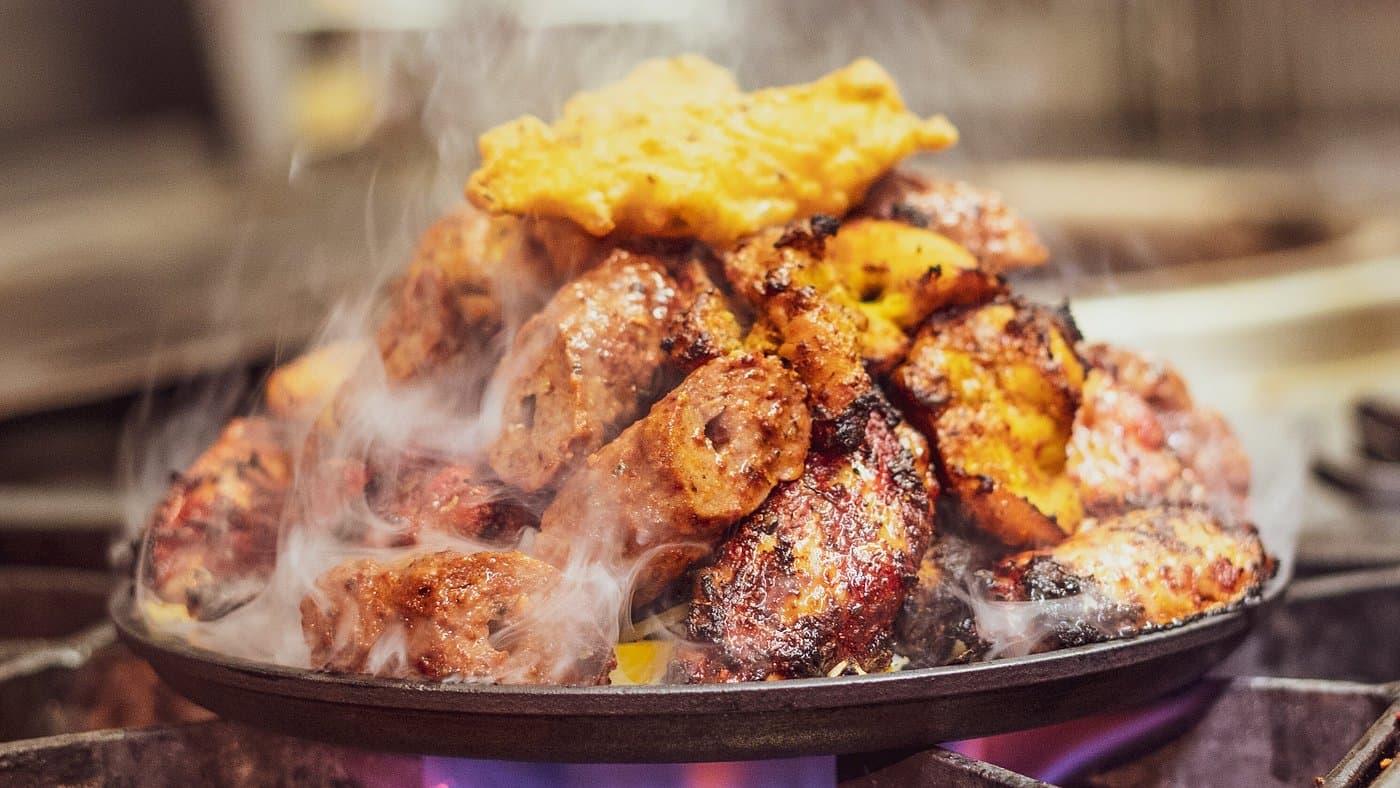 Sizzling mixed grill fresh from the tandoor